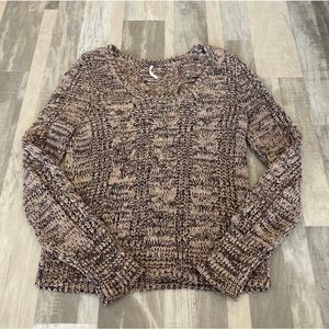 Free People Marled Cable Knit Pullover Crew Neck Sweater Size M